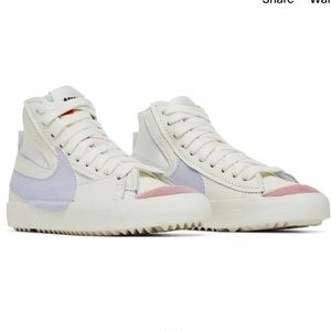 Nike Women's High-Top Sneakers - White, Pink, and Purple